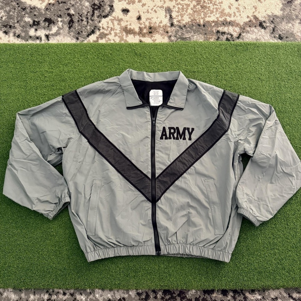 UNICOR Jacket Mens Medium Regular Gray Army IPFU Zip Windbreaker Nylon Lined